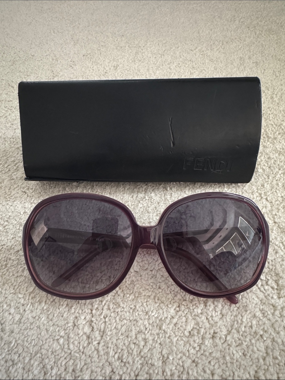 Fendi Plum-Tinted Oversized Round Sunglasses
